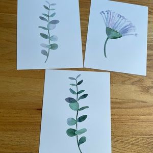 NWT Botanical Prints Wall Decor - Eucalyptus Leaves Set of 3 Prints